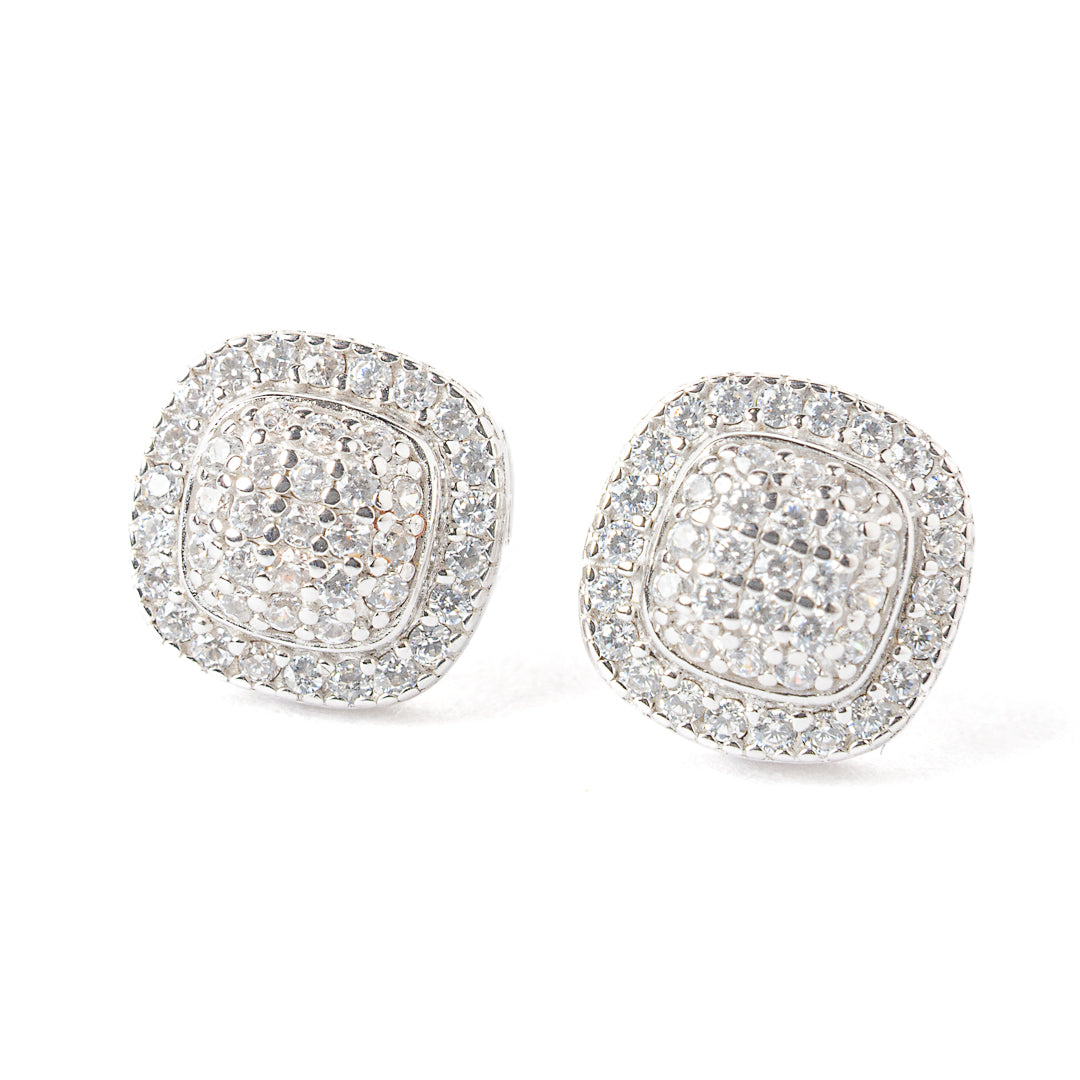 Square silver earring