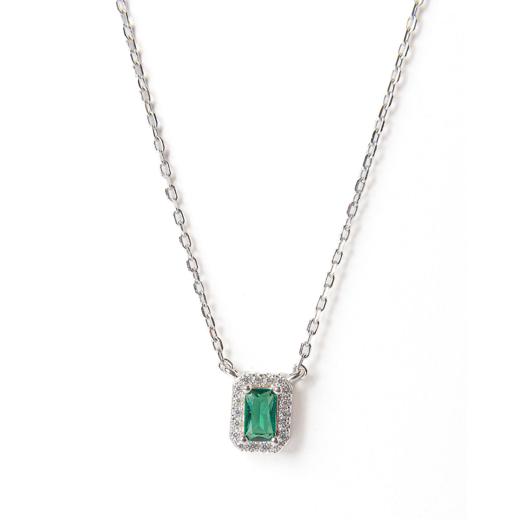 Emerald silver necklace
