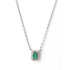 Emerald silver necklace