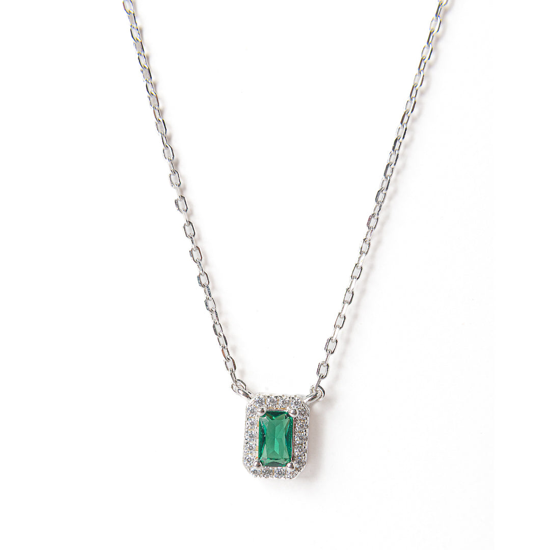 Emerald silver necklace