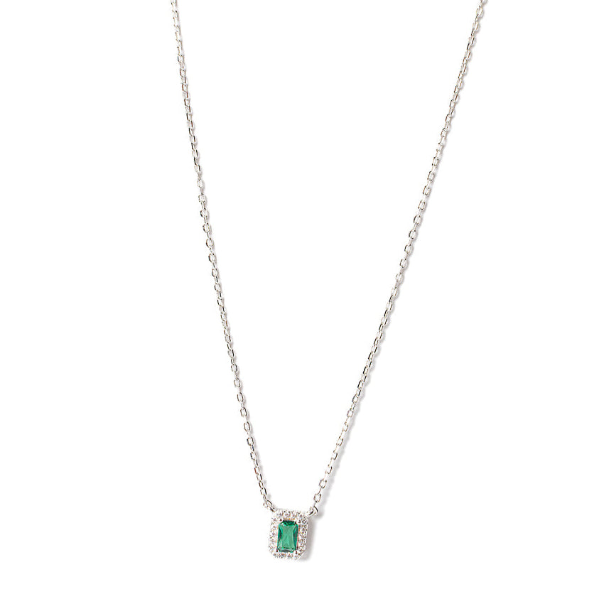 Emerald silver necklace