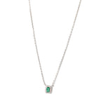 Emerald silver necklace